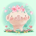 Cute pig Premium vector.