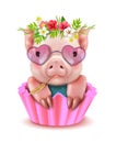 Cute Pig Realistic Portrait