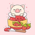 Cute pig in a strawberry jam jar Royalty Free Stock Photo