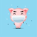 Cute pig using medical mask