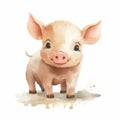 Cute Pig Watercolor Illustration - Detailed And Handmade Artwork