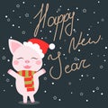 Cute pig wishes a happy new year