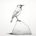 Vector Bird Illustration: Charming Sketches Of A Large Bird On A Rock