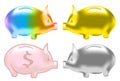 Cute piggy bank color glossy texture set