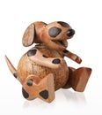 Cute piggy bank handicraft wooden dog Royalty Free Stock Photo