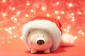 Cute piggy bank with Santa hat Royalty Free Stock Photo