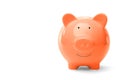 Cute piggy bank on white background. Royalty Free Stock Photo