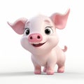 Cute 3d Baby Pig Illustration - Pixar Style On White Background