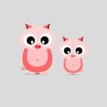 Cute pigs family Mother and Child Illustration standing at clear background