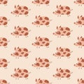 Cute pigs hand drawn vector illustration. Funny baby character in flat style. Animal seamless pattern for kids. Royalty Free Stock Photo