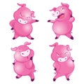 Cute pigs many actions Royalty Free Stock Photo