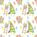 Christmas and New Year watercolor seamless pattern Royalty Free Stock Photo