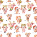 Christmas and New Year watercolor seamless pattern Royalty Free Stock Photo