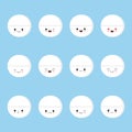 Cute pills smiling. Happy pills and pills with emotions and face on a blue background. Vector image