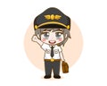 Cute pilot boy cartoon character Royalty Free Stock Photo