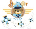 Cute pilot cartoon vector with airplanes Royalty Free Stock Photo