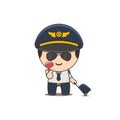 Cute pilot character cartoon Royalty Free Stock Photo