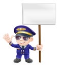 Cute pilot with sign character illustration Royalty Free Stock Photo