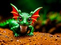 Cute pine green baby dragon created with Generative AI