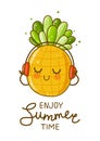 Cute pineapple character - summer greeting card