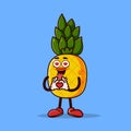 Cute pineapple character with love emote. Fruit character icon concept isolated. flat cartoon style Premium Vector Royalty Free Stock Photo