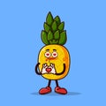 Cute pineapple character with love emote. Fruit character icon concept isolated. flat cartoon style Premium Vector Royalty Free Stock Photo