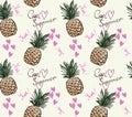 Cute pineapple pattern with text cool summer and heart