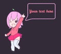 Cute pink anime chibi girl pointing Royalty Free Stock Photo