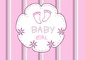 Cute pink baby foot,baby shower card