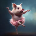 Cute ballerina pig. AI generated Royalty Free Stock Photo