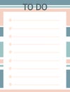 Cute pink blue printable to do list with stripes