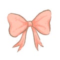 Cute pink bow. Imitation of watercolor handmade