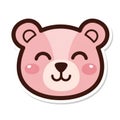 Cute pink cartoon bear head with happy expression and blushing cheeks Royalty Free Stock Photo