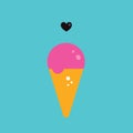 Cute pink color strawberry blueberry raspberry fruit ice cream cone Royalty Free Stock Photo
