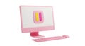 Cute Pink Computer with Pause Icon Royalty Free Stock Photo