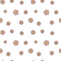 Cute pink daisy flowers seamless pattern background illustration Royalty Free Stock Photo