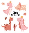 Cute pink dinosaur family. Childish print.