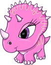 Cute Pink Dinosaur Vector Illustration