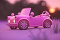 Cute pink doll cabriolet. Model retro toy car. Generative Ai Royalty Free Stock Photo