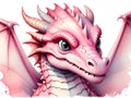 Cute Pink dragon. Fairytale monster. Watercolor illustration Royalty Free Stock Photo