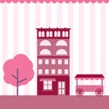 Cute pink flat building