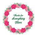 Cute pink flower frame background, for greeting card thanks for everything mom. Vector Royalty Free Stock Photo