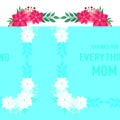 Cute pink flower frame background, for greeting card thanks for everything mom. Vector Royalty Free Stock Photo