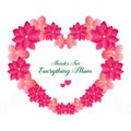 Cute pink flower frame background, for greeting card thanks for everything mom. Vector Royalty Free Stock Photo