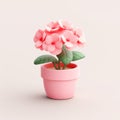 Cute Pink Flower Pot: Realistic 3d Rendering With Soft Aesthetic Colors