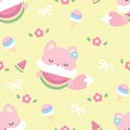 Cute Pink Fox Seamless Pattern