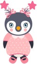 Cute pink girl penguin different numbers set Scalable vectorial representing a Cute pink girl penguin different numbers set, illus