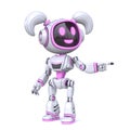 Cute pink girl robot finger pointing 3D Royalty Free Stock Photo