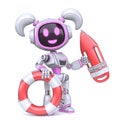 Cute pink girl robot lifeguard 3D