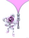 Cute pink girl robot open zipper background 3D Royalty Free Stock Photo